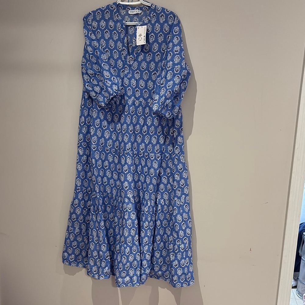 Primark Blue and White Midi Dress